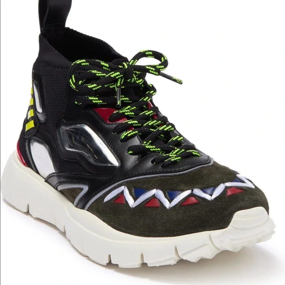 Valentino Geo Design Leather Overlay Mesh Sneaker - Picture 4 of 6